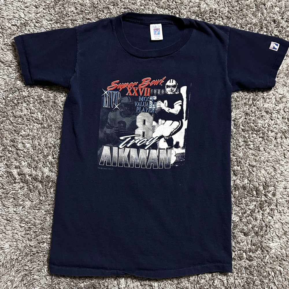 Vintage 1993 Troy Aikmen Dallas Cowboys Super Bowl MVP Shirt - Picture 2 of 3